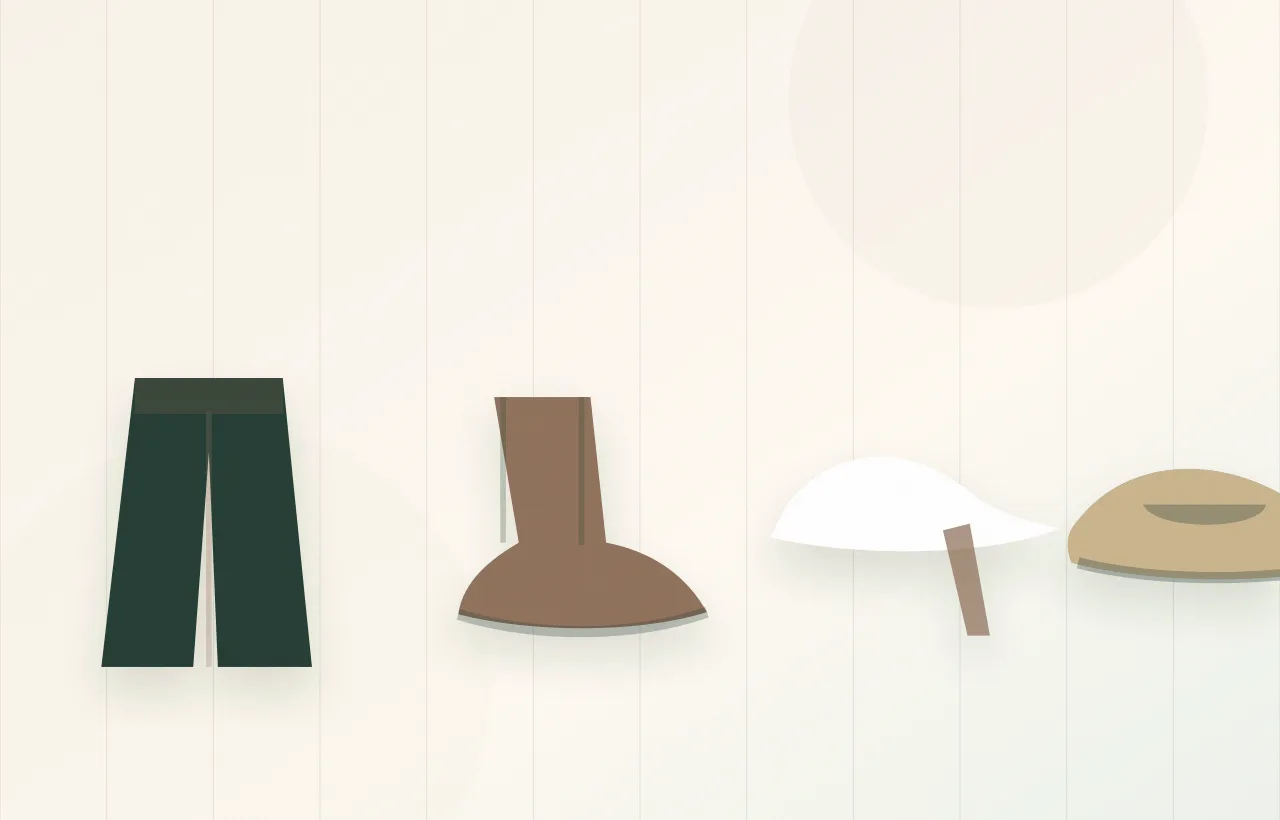 Three shoe silhouettes lined beneath different trouser hems